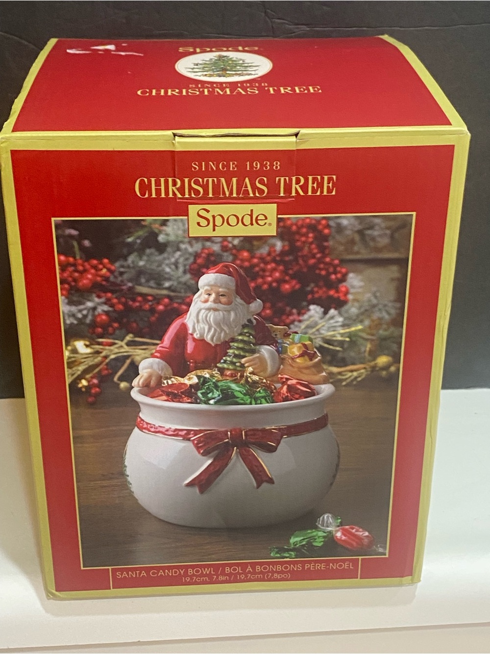 Spode Christmas Tree Santa Candy Bowl 7.8" Figural Ceramic Dish New in Box